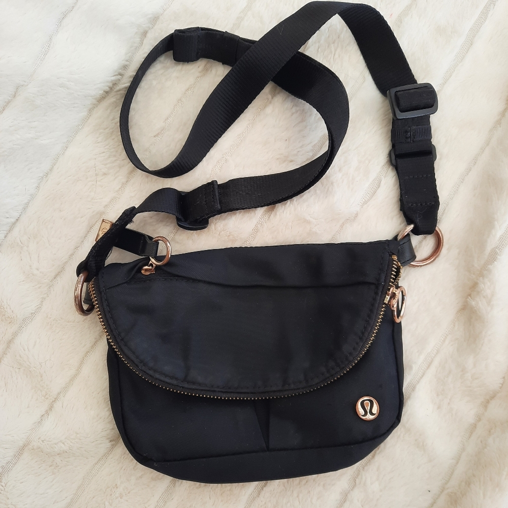 Lululemon All Night Festival Black Gold Hardware Crossbody Bag